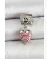 316L Çelik Gümüş Renk Pembe Kalp Model Nomination Charm