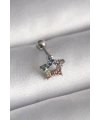 316L Çelik Gümüş Renk Renkli Zirkon Taşlı Yıldız Model Tragus Piercing