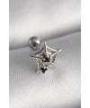 316L Çelik Gümüş Renk Siyah Zirkon Taş Detay Örümcek Ağ Model Tragus Piercing