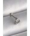 316L Çelik Gümüş Renk Üçgen Zirkon Taşlı Tragus Piercing