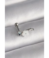 316L Çelik Gümüş Renk Zirkon Taş Detay Beyaz Çiçek Model Tragus Piercing