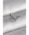 316L Çelik Gümüş Renk Zirkon Taş Detay Kanat Model Tragus Piercing