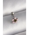316L Çelik Gümüş Renk Zirkon Taşlı Çiçek Tragus Piercing