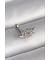 316L Çelik Gümüş Renk Zirkon Taşlı Dal Tragus Piercing