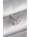 316L Çelik Gümüş Renk Zirkon Taşlı Kelebek Tragus Piercing