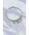 316L Çelik Gümüş Renk Zirkon Taşlı Model Charm Bileklik