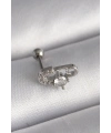 316L Çelik Gümüş Renk Zirkon Taşlı Toplu İğne Tragus Piercing