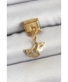 316L Çelik Sallantılı Zirkon Taşlı Balık Kuyruğu Model Gold Renk Nomination Charm