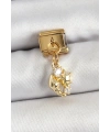 316L Çelik Sallantılı Zirkon Taşlı Deniz Kabuğu Ve Yıldız Model Gold Renk Nomination Charm