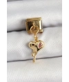 316L Çelik Sallantılı Zirkon Taşlı Eriyen Kalp Model Gold Renk Nomination Charm