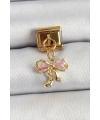 316L Çelik Sallantılı Zirkon Taşlı Fiyonk Model Gold Renk Nomination Charm