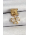 316L Çelik Sallantılı Zirkon Taşlı Fiyonk Model Gold Renk Nomination Charm