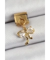 316L Çelik Sallantılı Zirkon Taşlı Fiyonk Model Gold Renk Nomination Charm