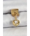 316L Çelik Sallantılı Zirkon Taşlı İstiridye Model Gold Renk Nomination Charm