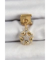 316L Çelik Sallantılı Zirkon Taşlı Kalp Detaylı Yıldz Model Gold Renk Nomination Charm