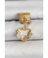 316L Çelik Sallantılı Zirkon Taşlı Kalp Model Gold Renk Nomination Charm