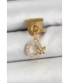 316L Çelik Sallantılı Zirkon Taşlı Kelebek Detaylı Halka Model Gold Renk Nomination Charm