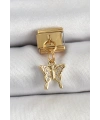 316L Çelik Sallantılı Zirkon Taşlı Kelebek Model Gold Renk Nomination Charm