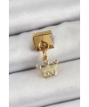 316L Çelik Sallantılı Zirkon Taşlı Kraliçe Tacı Model Gold Renk Nomination Charm