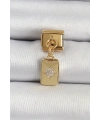 316L Çelik Sallantılı Zirkon Taşlı Kutup Yıldızı Figürlü Dikdörtgen Model Gold Renk Nomination Charm