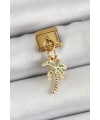316L Çelik Sallantılı Zirkon Taşlı Palmiye Ağacı Model Gold Renk Nomination Charm