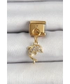 316L Çelik Sallantılı Zirkon Taşlı Yunus Balığı Model Gold Renk Nomination Charm