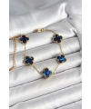 316L Çelik Sedefli Lacivert Gold Renk Yonca Kadın Bileklik