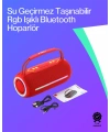 360 RGB LEDli Taşınabilir Bluetooth Hoparlör – Kırmızı, USB/TF Destekli