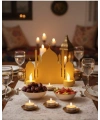 3D İki Mumlu Cami Dekor 2 Pilli LED Mum Hediyeli Masa Üstü Süs