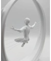 3D Zen Heykeli Beyaz Ay İçinde Meditasyon Figürü Dekoratif Obje