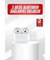 3.Nesil İOS Android Uyumlu Bluetooth 5.0 Beyaz Çağrı Cevaplama