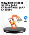 3’ü 1 Arada Kablo – 120W Hızlı Şarj ve Veri Aktarımı Özellikli