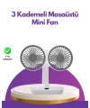 4 Kademeli Hız Ayarlı USB Şarjlı Çift Taraflı Masaüstü Vantilatör