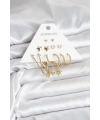 6 Çift Kadın Küpe Seti Gold Renk