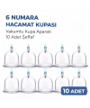 6 Numara Hacamat Kupası 10 Adet Vakumlu Kupa Bardak Dayanıklı Plastik Manuel Hacamat Kabı