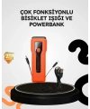 600 Lümen Bisiklet Ön Işık Powerbankli Çakar COB Led