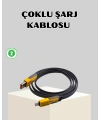 65W Çoklu Şarj Kablosu 4’ü 1 Arada Örgülü Hızlı Veri Aktarım USB-C USB-A