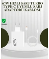 67W Güçlü Şarj Adaptörü ve Turbo Kablo Uzun Ömürlü Dayanıklı Tasarım