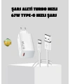 67W Süper Hızlı Şarj Adaptörü ve Kablo Seti – Güvenli, Kompakt ve Ergonomik Tasarım