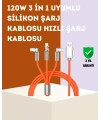 120 W Hızlı Çözüm Sunan 3ü 1 USB Şarj Kablosu– Sağlam Gövde