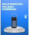 80000 mAh Yüksek Kapasiteli Powerbank Göstergeli Solar Şarj Cihazı