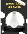 Acil Durumlar İçin Şarjlı LED Ampul 6400K Soğuk Beyaz 30 Watt