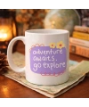 Adventure Awaits Go Explore Yazılı Porselen Kupa MODEL 157 – Motivasyon Temalı, Sevimli Tasarım, Kahve & Çay Kupası