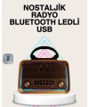 Ahşap Nostaljik Radyo Bluetooth USB SD Kart Destekli