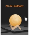 Ahşap Standlı 3D Baskı Ay Lambası 16 Renkli ve Şarjlı