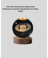 Ahşap Tabanlı 3D Satürn Kristal Küre Atmosfer Lambası