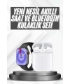 Akıllı Saat Gümüş Kasa Bluetooth Kulaklık Hediyeli Çok Fonksiyonlu İkili Set
