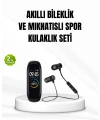 Akıllı Spor Bilekliği ve Gürültü Önleyici Bluetooth Kulaklık Seti