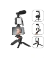 Akıllı Telefon Vlog Kiti Tripod Mini Mikrofonlu Telefon Tutucu