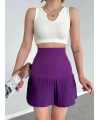 Altı pliseli mini etek Mor s24705